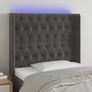 Testiera a LED Grigio Scuro 103x16x118/128cm in Velluto
