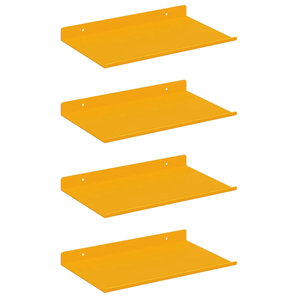 Mensola sospesa 4 pcs Giallo senape 30 x 18 x 2,5 cm Acciaio 8004003