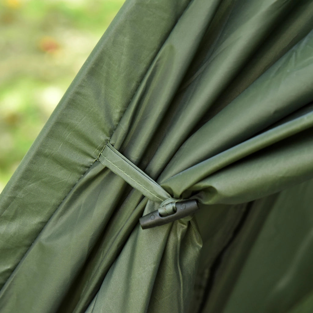 Set campeggio per 2 persone con letto da campo, tenda, materasso ad aria e pompa a pedale, verde