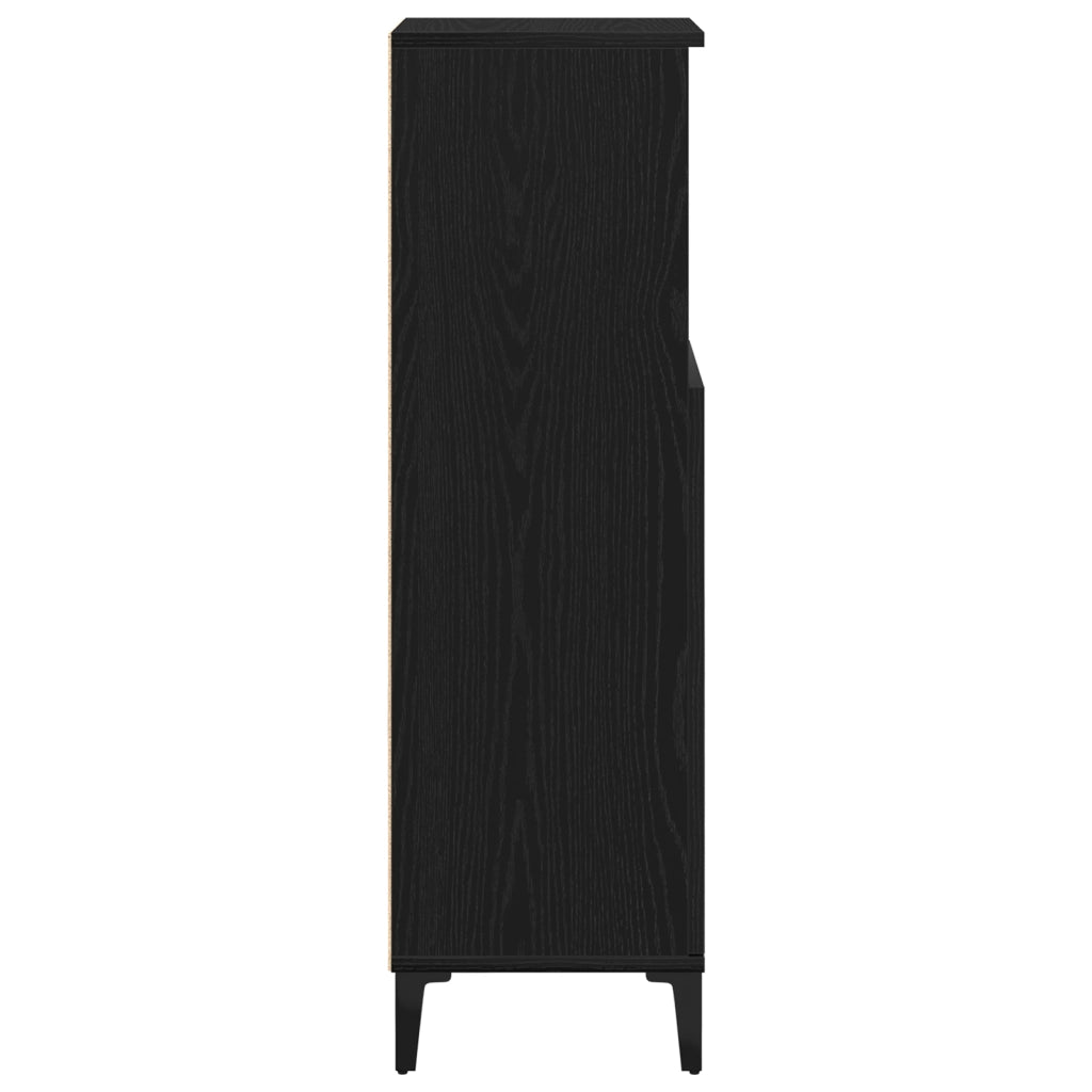 Mobile da Bagno  Nero Rovere 30x30x100 cm Legno ingegnerizzato