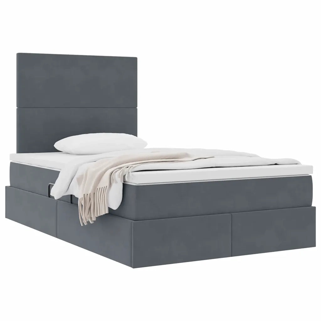 Letto con contenitore e materasso Grigio scuro 120 x 200 cm