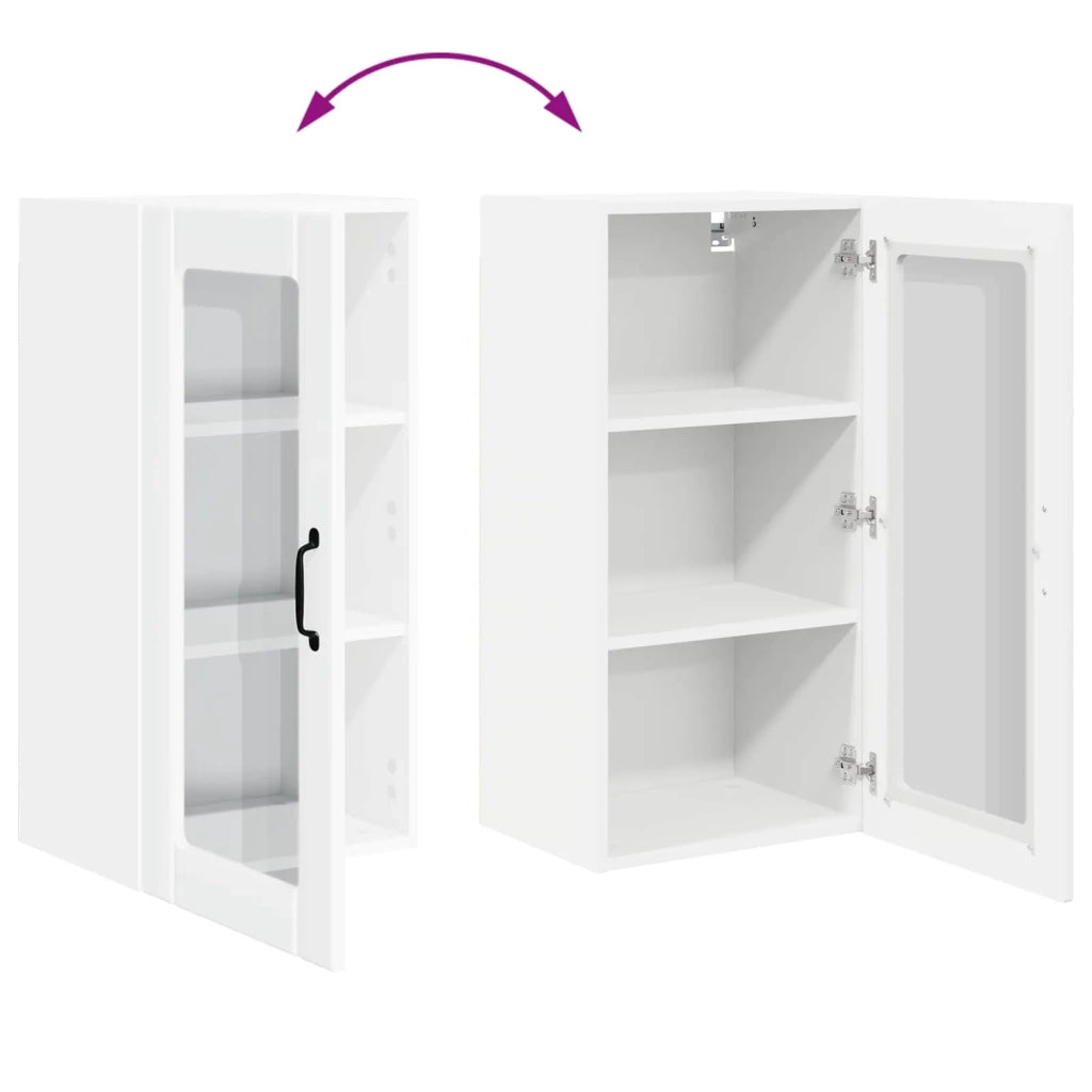 Mobile da cucina con porta 2 pz-Set di 2 Armadio da cucina Bianco Lucido 40 x 31 x 80 cm