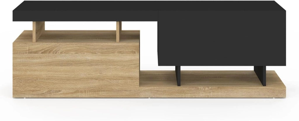 ANGULO 140 cm Porta TV a 2 ante effetto legno e nero