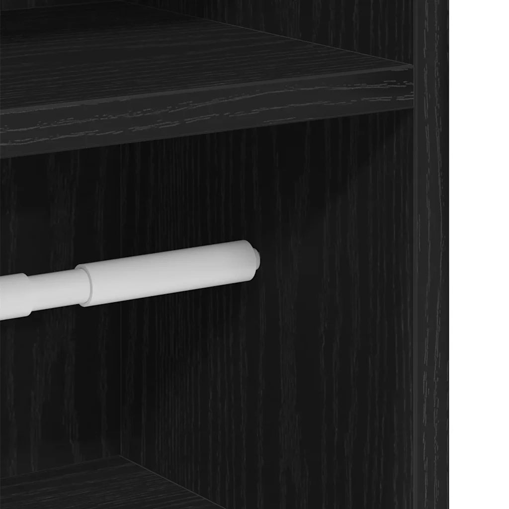 vidaXL Mobile da Bagno con Portarotolo Nero 20,5x22x90 cm