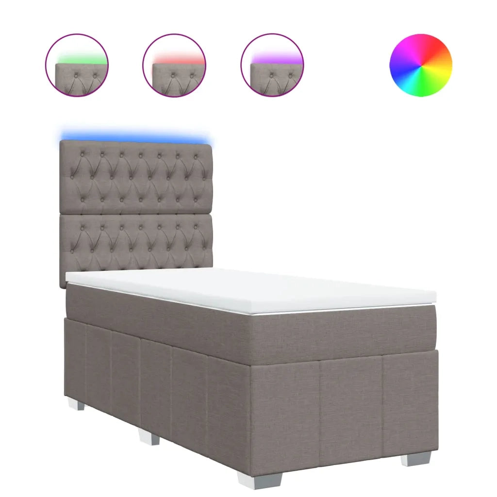Letto singolo | Letto per adulti | Giroletto a Molle con Materasso Tortora 90x200 cm inTessuto