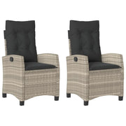 Sedie Reclinabili Giardino 2 pz | Sedie da Esterno Cuscini Grigio Chiaro Polyrattan