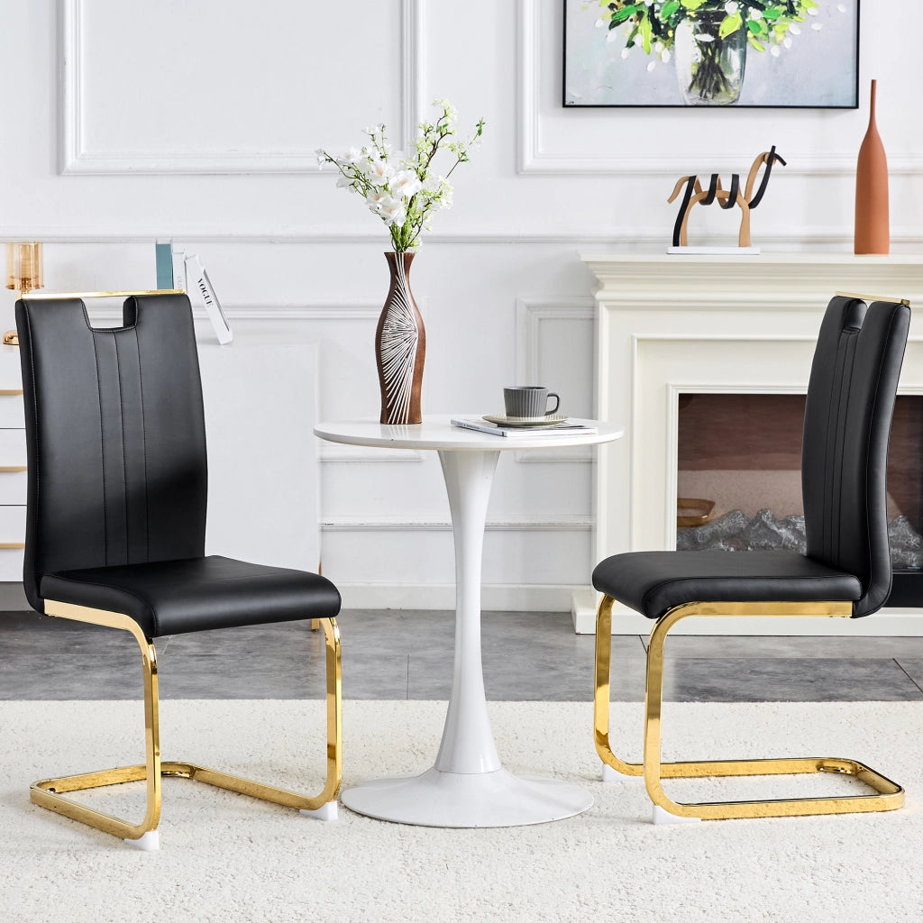 Sedia con Schienale Ergonomico e Piedini Antiscivolo, Design Minimalista, in PU, Nero