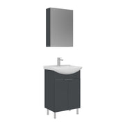 Set mobile lavabo con specchio (2 pezzi) "Purus 55" - 55 x 50 x 83 cm - Antracite opaco