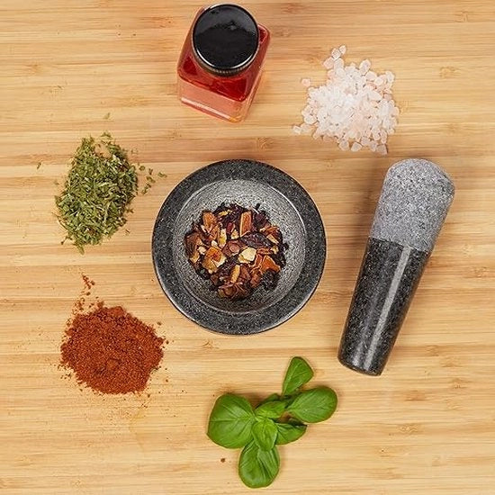 Impastatrice e pestello, Ciotola per macinare con martello a manico, Pestello per aglio e salse, Macinatore manuale per condimenti e spezie