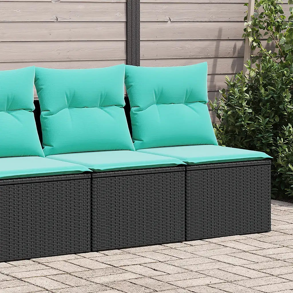 Set Divani da Giardino con Cuscini 2 pz | Set Salotto da Giardino Nero Polyrattan Acacia