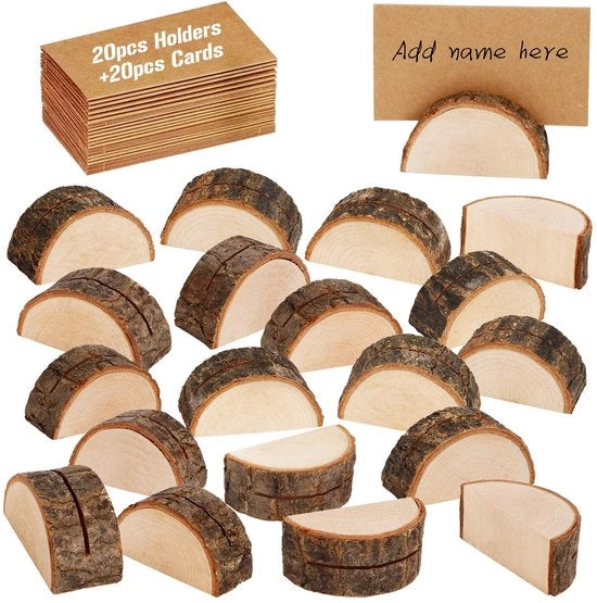 Pacco di 20 cartellini di benvenuto in legno, cartellini di benvenuto per matrimoni, cartellini di ricordo, cartellini di benvenuto, cartellini di benvenuto per tavola per matrimoni (20 cartellini + 20 fogli di cartoncino)