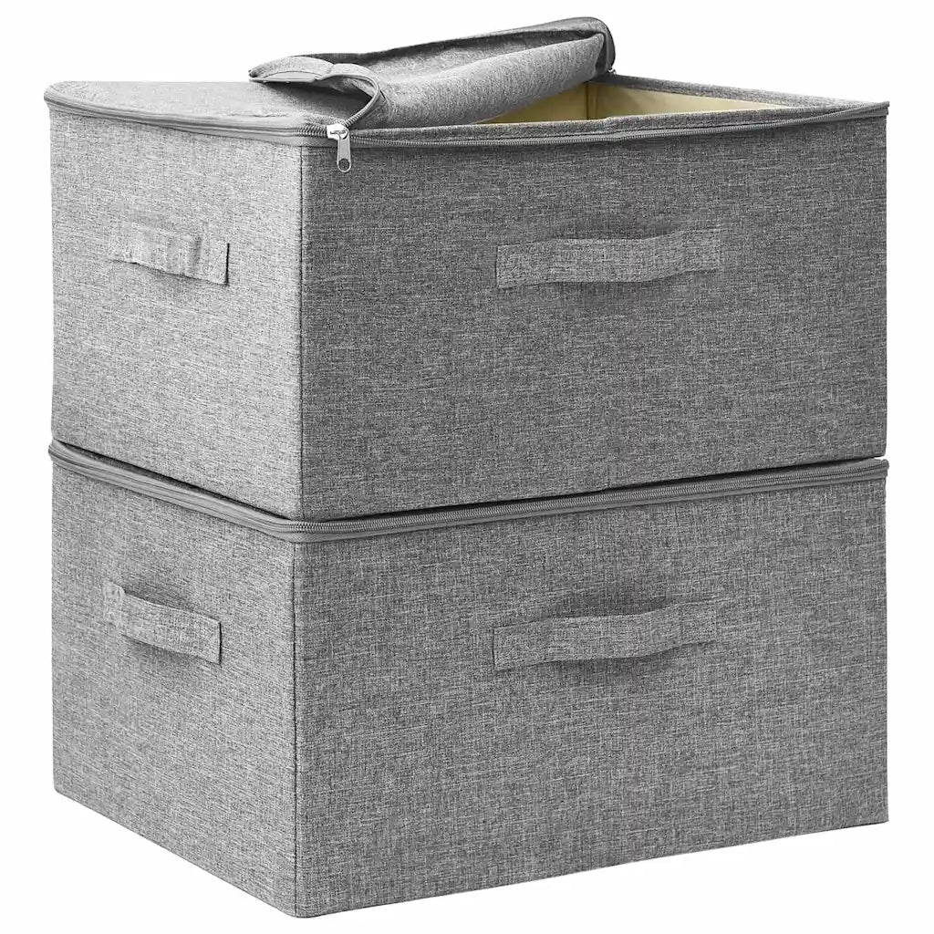 Scatole Portaoggetti 2pz in Tessuto 43x34x23 cm Grigio 332910