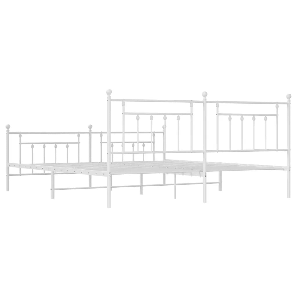 Giroletto con Testiera e Pediera-Struttura Letto Metallo Bianco 200x200 cm 164829