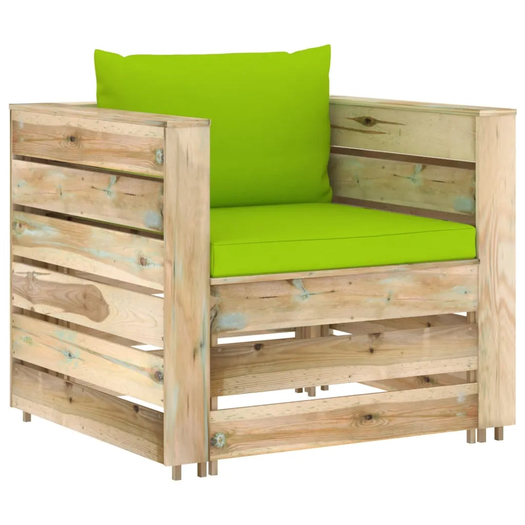 Set Divani da Giardino con Cuscini 2 pz Legno Impregnato Verde cod mxl 43489