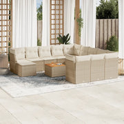 Set Divano da Giardino 13 pz con Cuscini Beige in Polyrattan 3256317