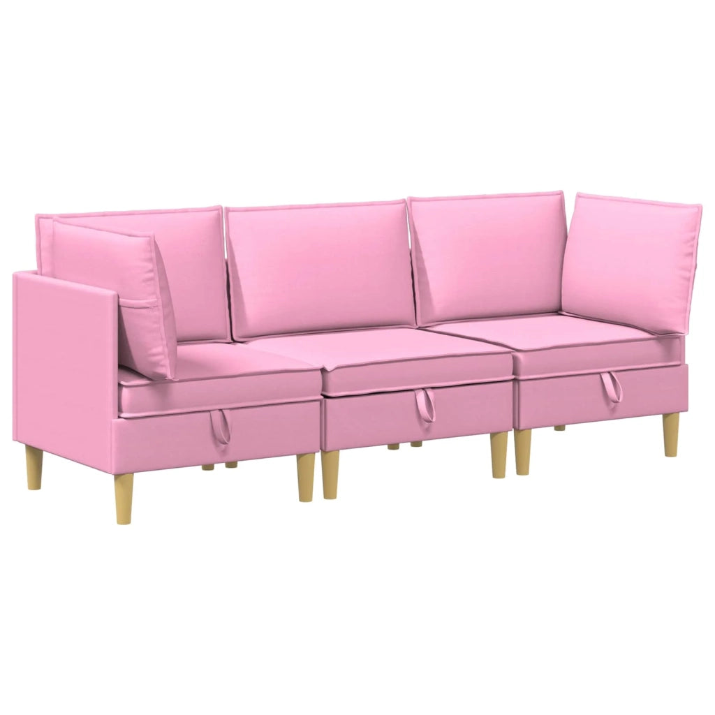 Set di mobili per il soggiorno con cuscino 3 pcs Rosa Tessuto 3413723