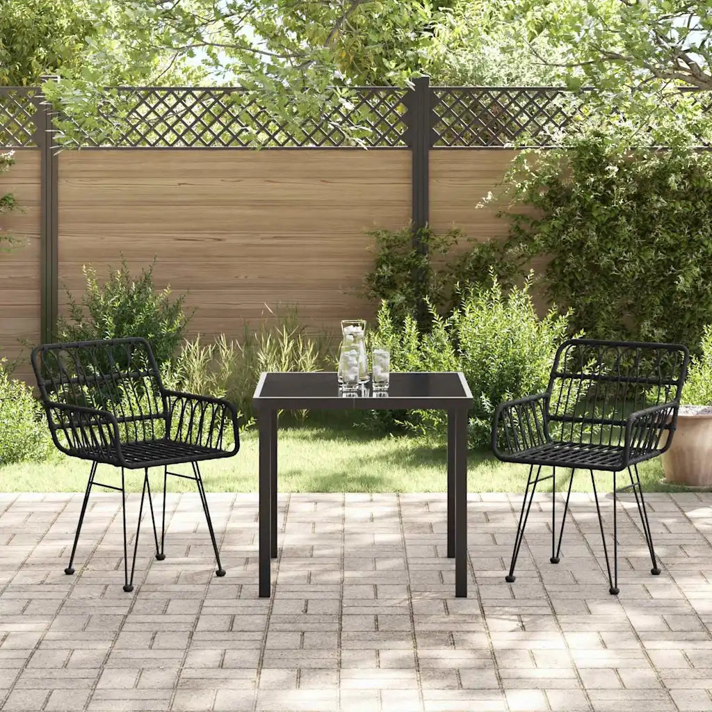 Set da Pranzo per Giardino 3 pcs Nero