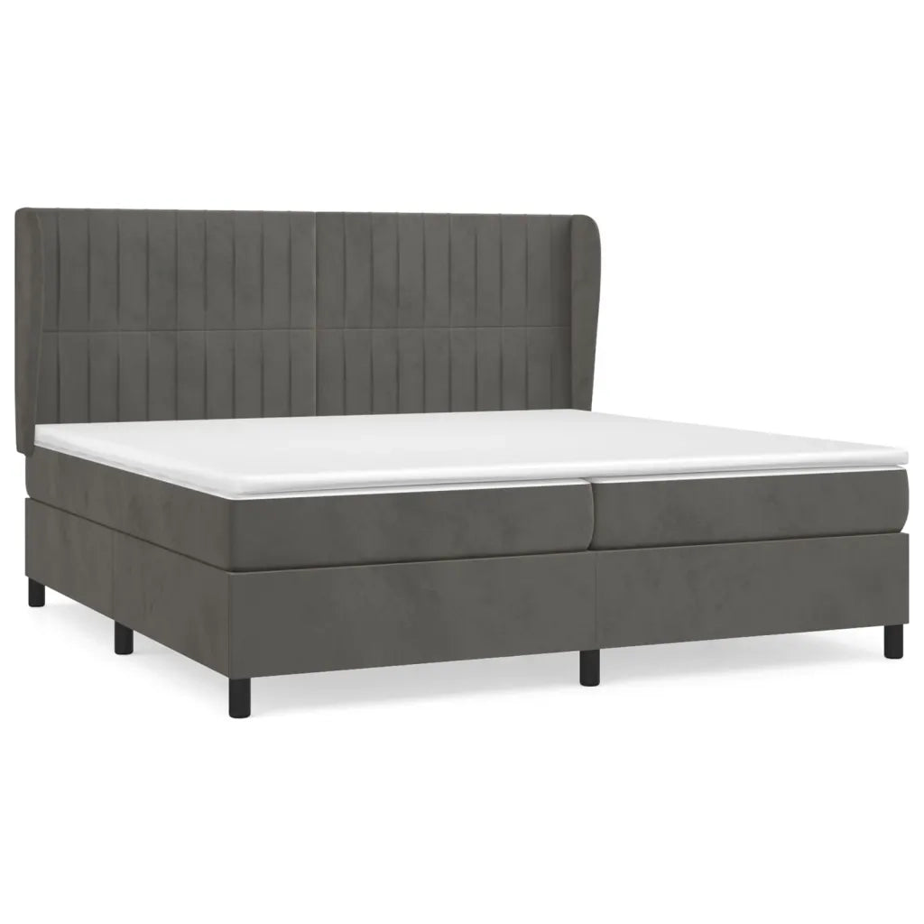 Giroletto a Molle con Materasso Grigio Scuro 200x200 cm Velluto 3129352