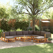 Set di divani da giardino 11 pz con cuscini in legno di acacia e rattan