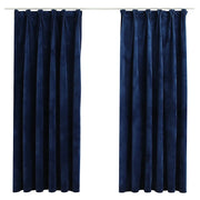 Tende Oscuranti | Tende Blackout con Ganci 2 pz Blu Scuro in Velluto 140x175 cm