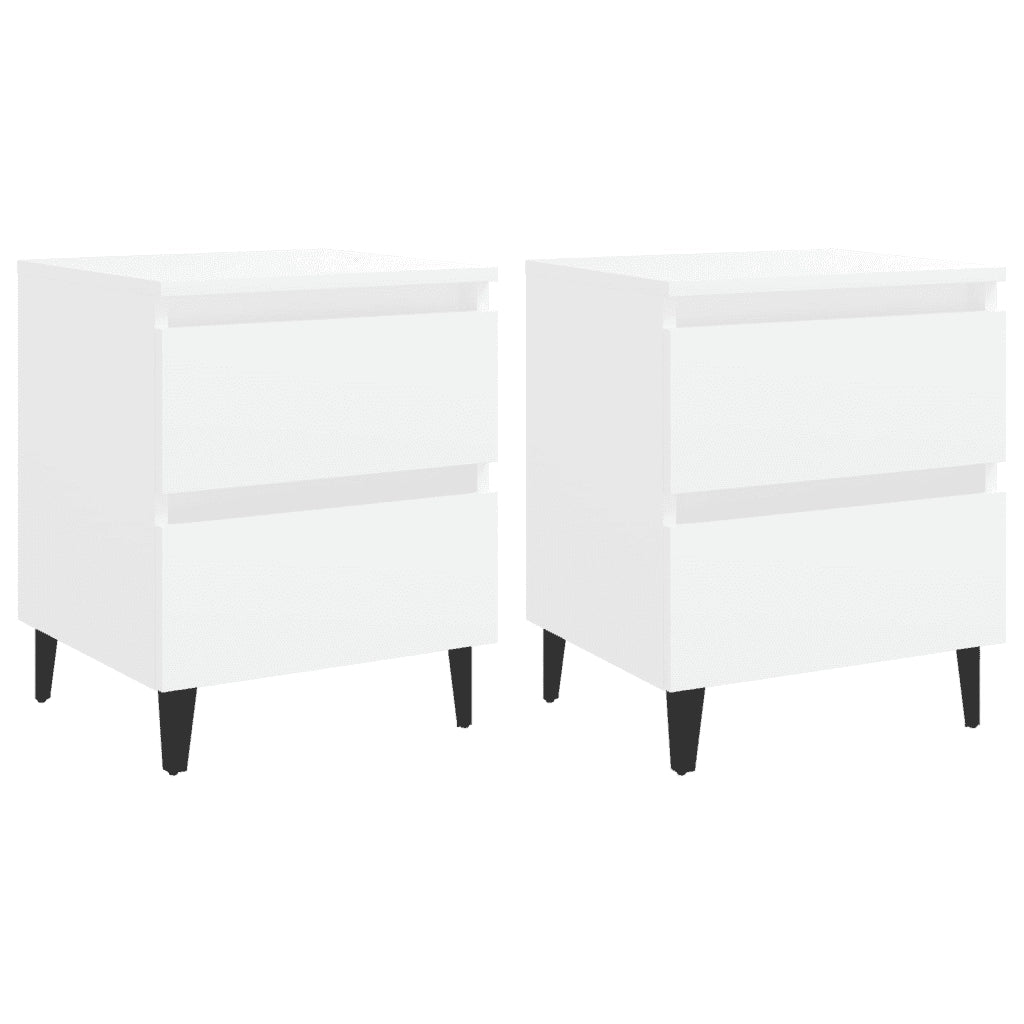 Comodini 2 pz-Set di 2 Tavolino da notte Bianco 40x35x50 cm in Legno Multistrato