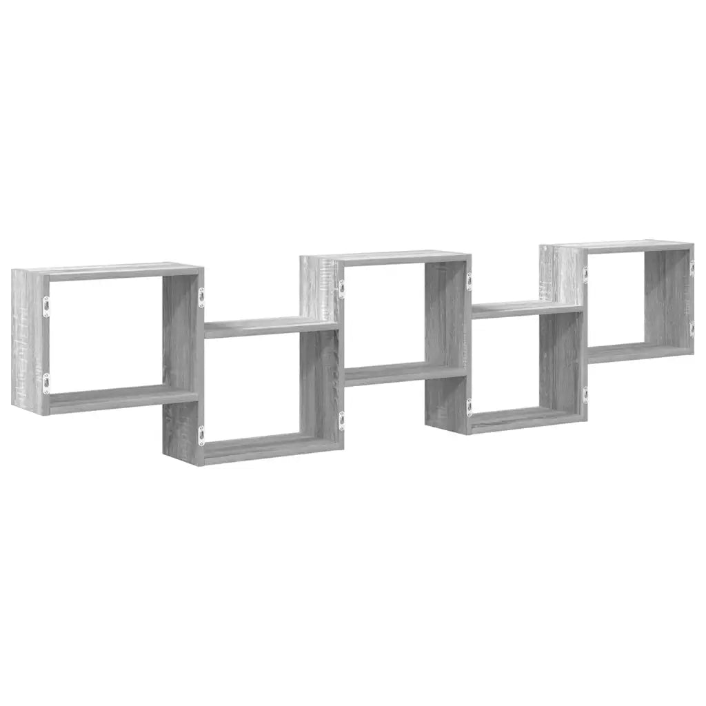 Mensola a Cubo da Parete 5 Scomparti Truciolato Sonoma Grigio 860000