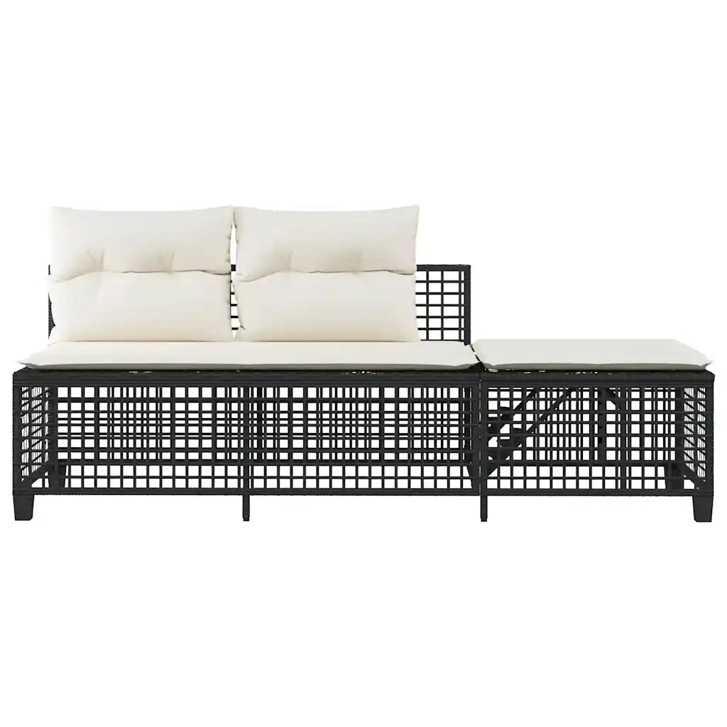 Set Divani ad Angolo 3 pz con Cuscini in Polyrattan Nero 365443