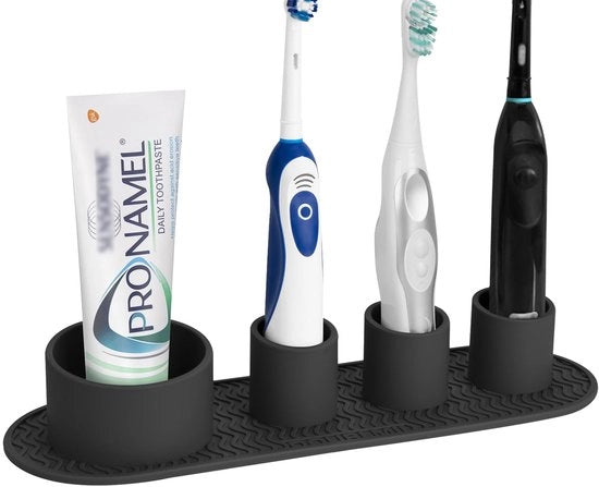 Oggetto per Tenere il Tappeto della Borsa dei Denti - Silicone - Nero - 4 Compartimenti - Per Adulti - Pratico e Igiene