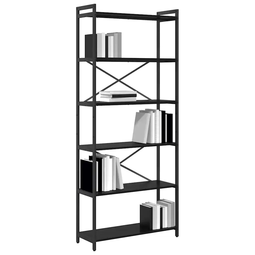 vidaXL Libreria Rovere nero 80 x 30 x 188 cm Legno multistrato