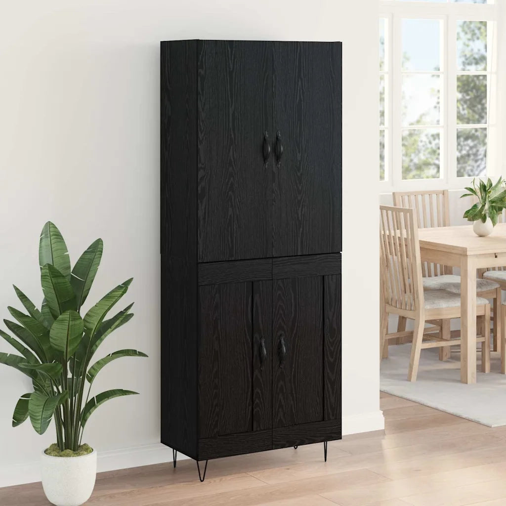 Credenza 2 pcs Rovere Nero Legno ingegnerizzato e vetro 3416112
