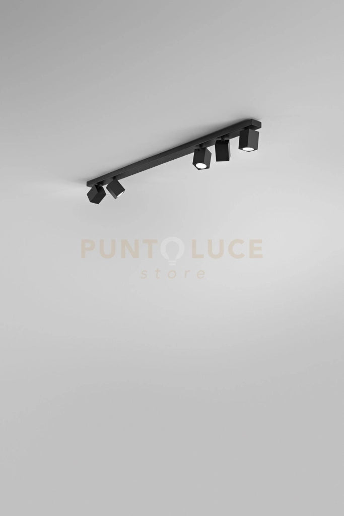 Plafoniera in alluminio colore nero Oddy attacco 5 luci GU10  orientabile 6x6cm