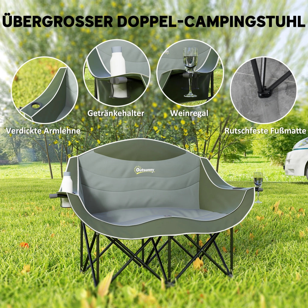 Sedia pieghevole 2 posti con porta bevande e borsa ¨C zephmum ¨C Verde