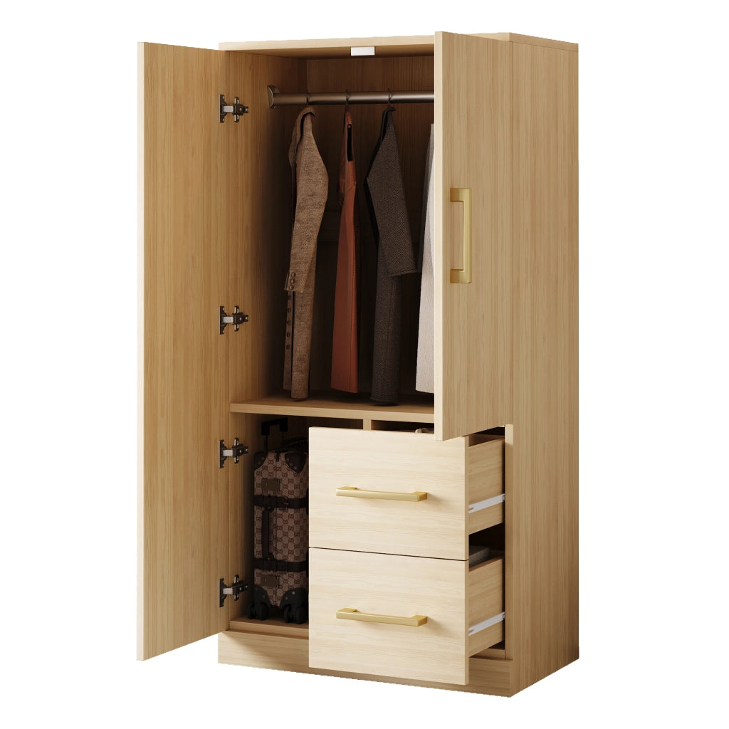 Armadio con 2 ante, 2 cassetti e vano contenitore per camera da letto e stanza bambini 70 × 40 × 135 cm
