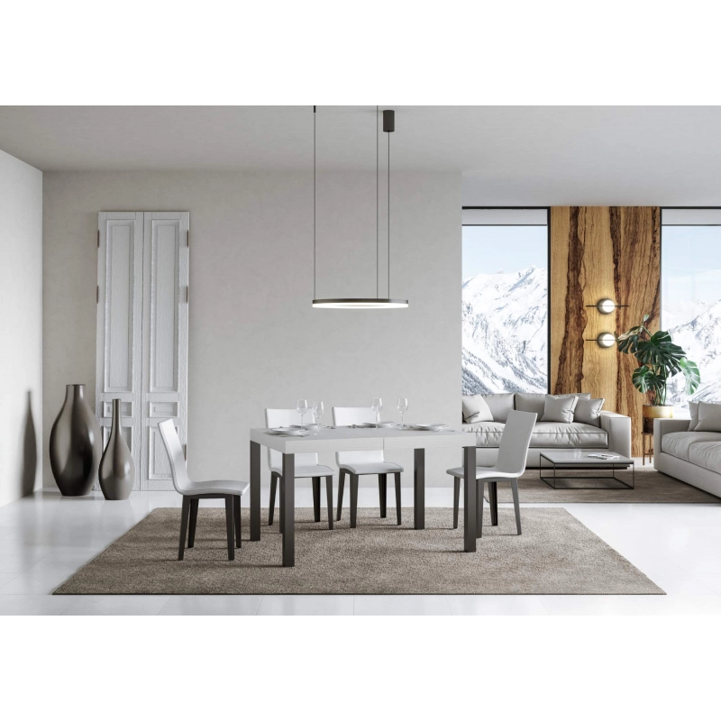 Tavolo allungabile 90x140/244 cm Everyday telaio Antracite - Bianco Frassino