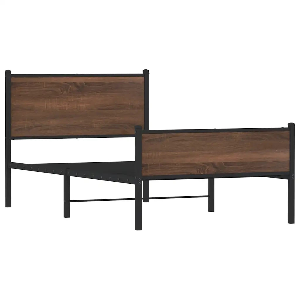vidaXL Giroletto senza Materasso in Metallo Rovere Marrone 100x200 cm