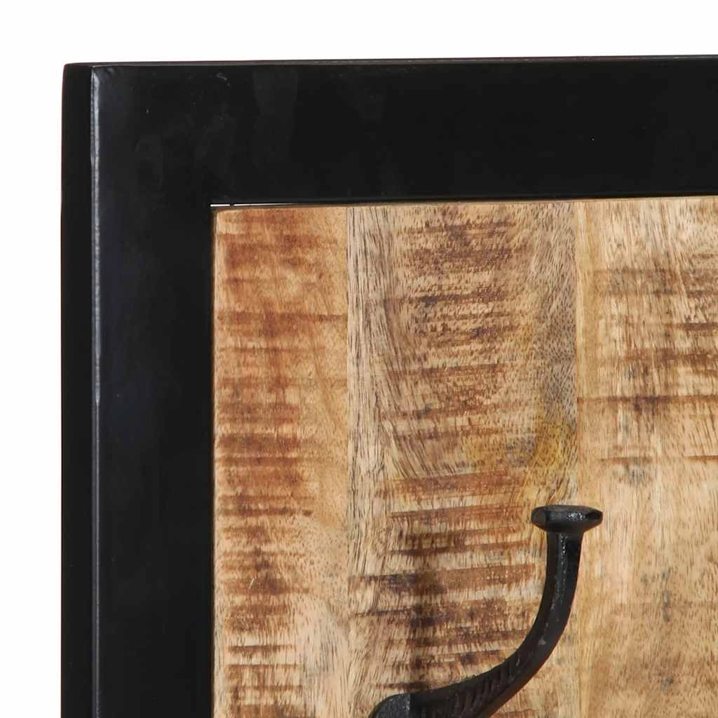 Appendiabiti da parete in legno massello di mango grezzo 40 x 2 x 80 cm ganci pratici salvaspazio stile naturale 02_0057665