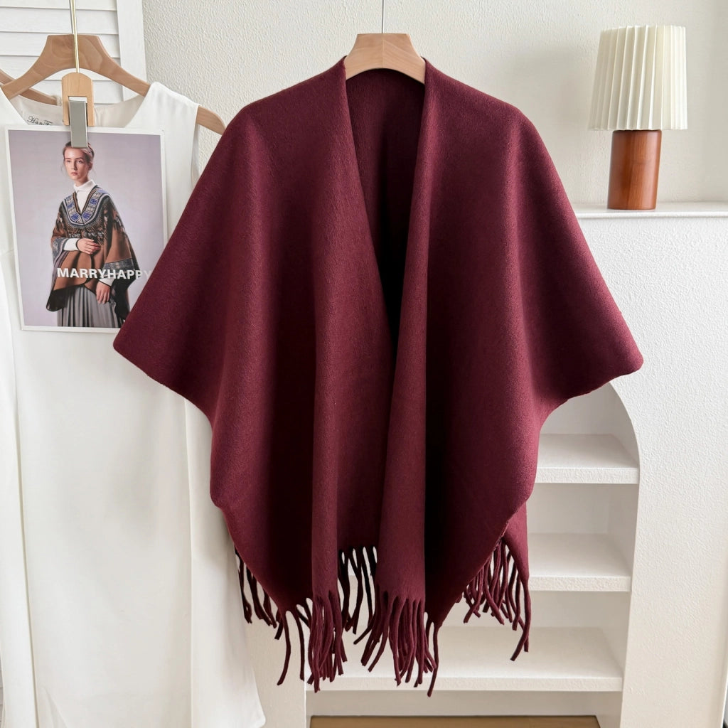 Stylewave Nuova cappa in cashmere scuro con spacco, scialle caldo e reversibile per uomo e donna