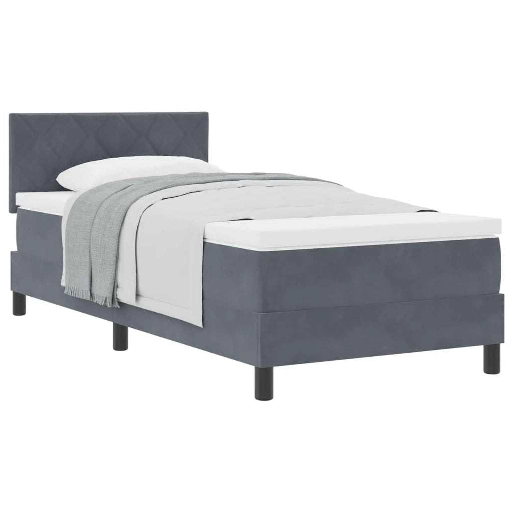Letto a molle con materasso-Struttura Letto con Materasso Grigio scuro 100 x 200 cm Velluto 290638