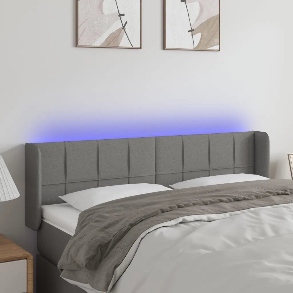 Testiera a LED-Testata con LED Grigio Scuro 147x16x78/88 cm in Tessuto 443033