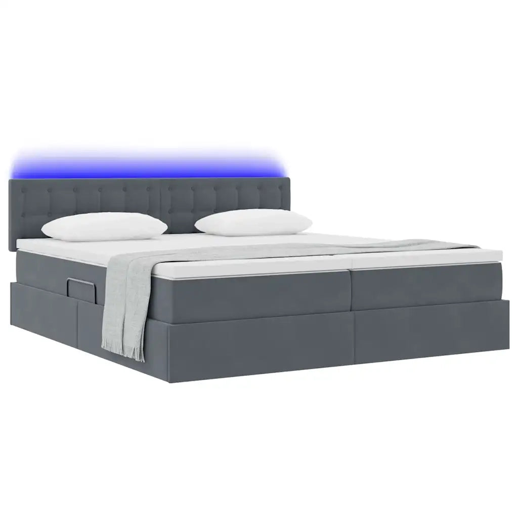Letto con contenitore LED e materasso Grigio Scuro 180 x 200 cm