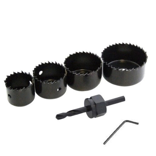 SET 4 FRESE LEGNO A TAZZA ATTACCO VARIE MISURE BUCHI TRAPANO SEGHE PUNTA