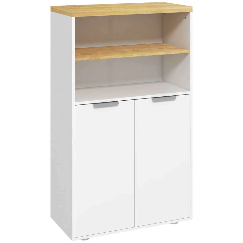 Armadietto Bagno con 2 Ante e 2 Ripiani Aperti ¨C zephmum ¨C Bianco 60x30x102 cm