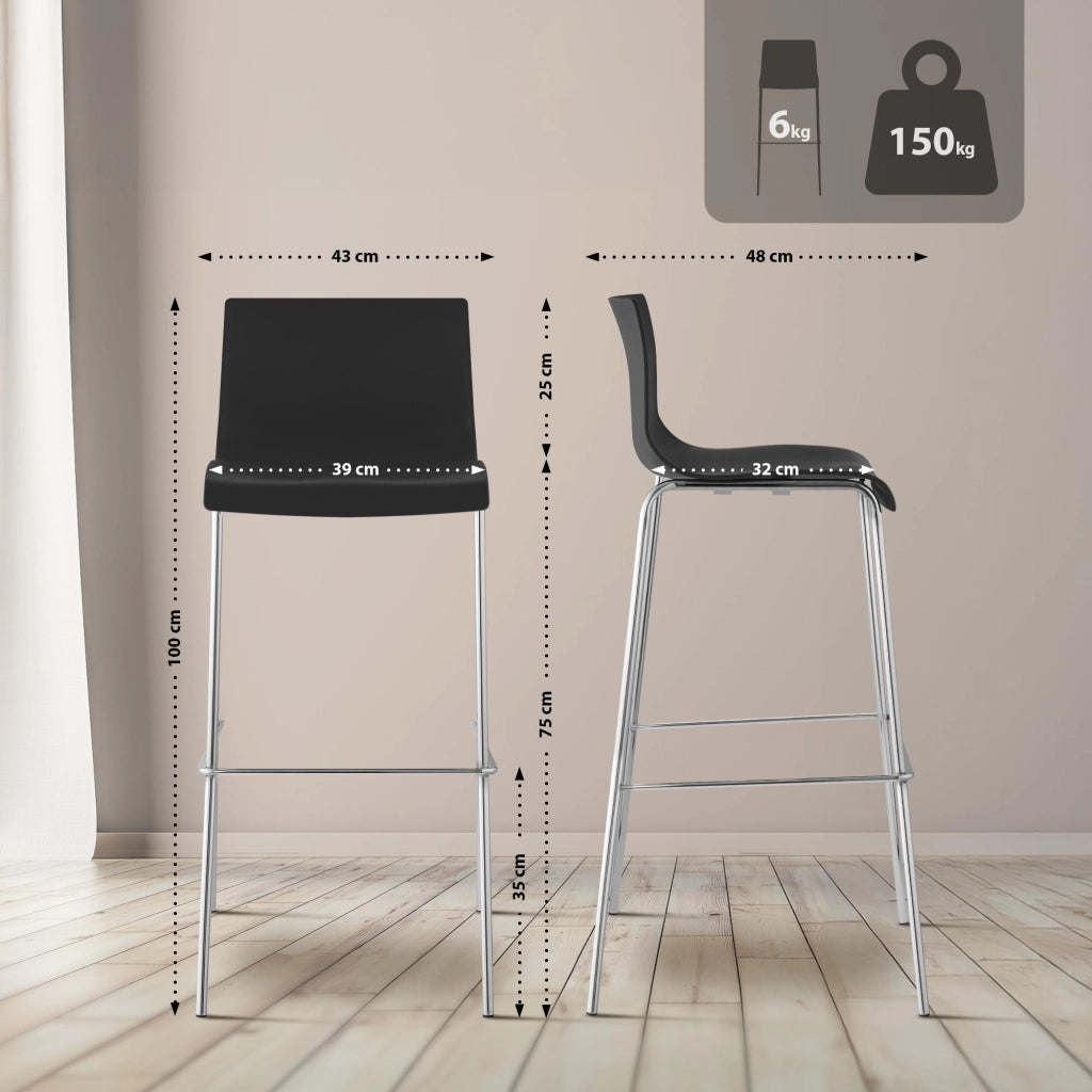 Sgabello da bar Hoover struttura cromata a 4 piedi 2