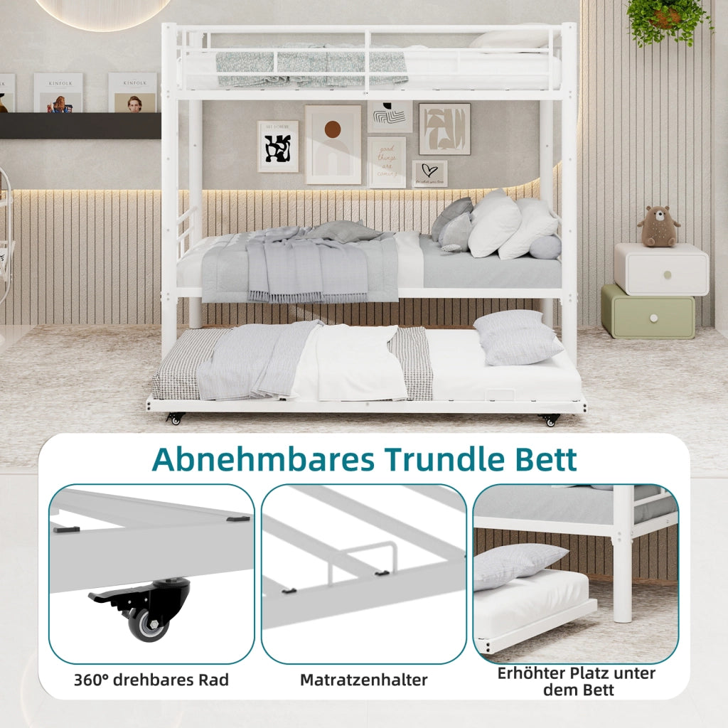 Letto a castello funzionale ferro bianco 97x196 cm