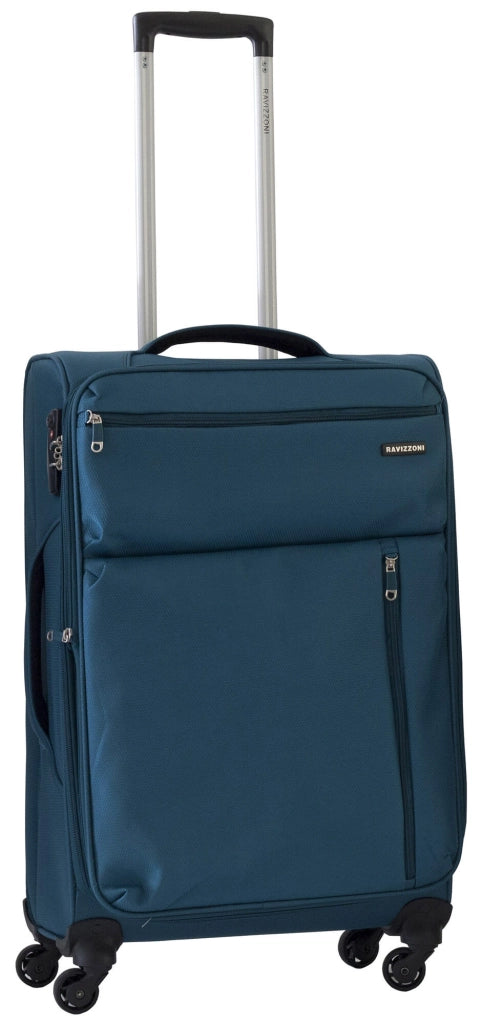 Set 3 Valigie Trolley Morbide in Poliestere 4 Ruote TSA Ravizzoni Gin Tonic Blu