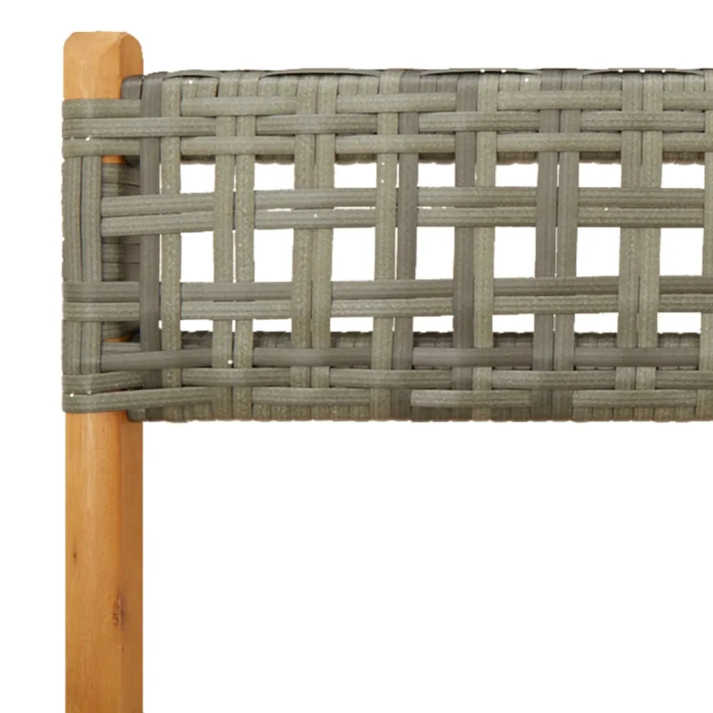 Sedie Giardino Pieghevoli 6 pz | Sedie da Esterno Grigie Polyrattan Legno Massello