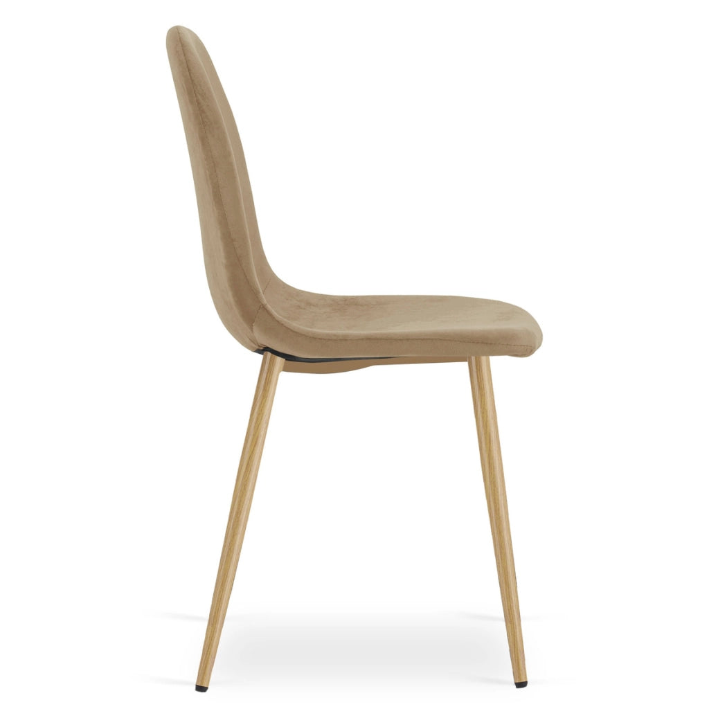 Set di 2 sedie Padva in velluto marrone e gambe effetto rovere