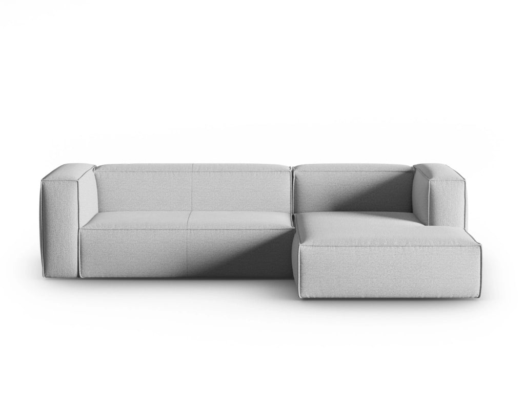 Cosmopolitan Design - Divano angolare destro "Mackay" 4 posti in velluto strutturato grigio 