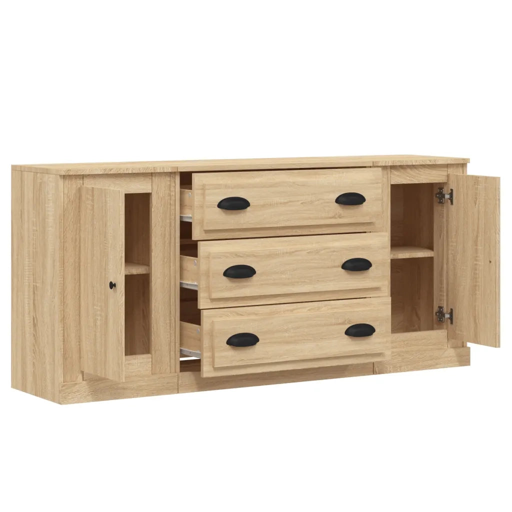 Credenze 3 pz Rovere Sonoma in Legno Multistrato