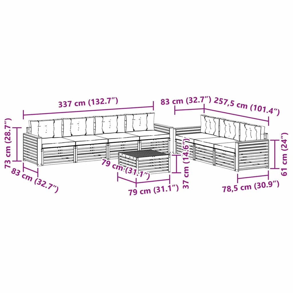 Set di divani da esterno 8 pz Bianco e Crema 3390170